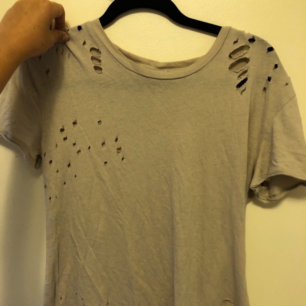 Beige distressed azalea T-shirt
